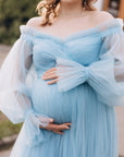 Maternity Baby Shower tulle dress • Style Midi ABIGAIL • 11 Snow Blue
