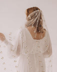 In Stock • Wedding veil with embroidered chamomile flowers - STYLE MAY
