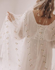 In Stock • Wedding veil with embroidered chamomile flowers - STYLE MAY