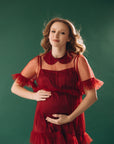 In Stock • MATERNITY DRESS FOR Baby shower RED • STYLE MONICA