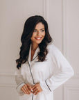 In Stock • Stylish Satin Pajamas Set Milk • Style MOON
