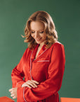 In Stock • Stylish Satin Pajamas Set RED • Style MOON