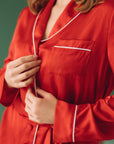 In Stock • Stylish Satin Pajamas Set RED • Style MOON