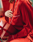 In Stock • Stylish Satin Pajamas Set RED • Style MOON