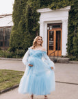 Maternity Baby Shower tulle dress • Style Midi ABIGAIL • 11 Snow Blue