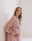 Elegant Silk Chiffon Maternity Dress with Ruffles - “Emily”