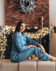 In Stock • Stylish Satin Pajamas Set BLUE • Style MOON