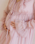 Elegant Silk Chiffon Maternity Dress with Ruffles - “Emily”