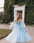 Maternity Baby Shower tulle dress • Style Midi ABIGAIL • 11 Snow Blue