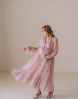 Elegant Silk Chiffon Maternity Dress with Ruffles - “Emily”
