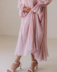Elegant Silk Chiffon Maternity Dress with Ruffles - “Emily”