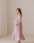 Elegant Silk Chiffon Maternity Dress with Ruffles - “Emily”