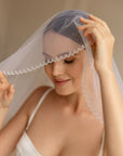 Beaded bridal veil • Unique wedding veil