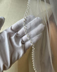 Bridal veil with pearls • Pearls edge veil