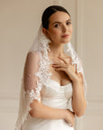 Lace veil with pearls • Unique wedding veil