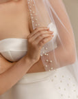 Pearls bridal veil • Wedding veil with pearls edge