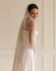 Beaded Edge Wedding Veil Fingertip