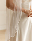 Beaded Edge Wedding Veil Fingertip