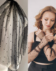Evening gloves black and veil • Style Pearls Shine