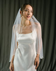 Bridal veil with pearls • Pearls edge veil