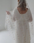 In Stock • Wedding veil with embroidered chamomile flowers - STYLE MAY