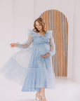 Maternity Tulle Dress For Baby Shower • Style MIDI JULIA • 142 Light Blue