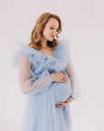 Maternity Tulle Dress For Baby Shower • Style MIDI JULIA • 142 Light Blue