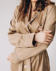 In Stock • Stylish Satin Pajamas Set BEIGE • Style MOON