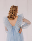 Maternity Tulle Dress For Baby Shower • Style MIDI JULIA • 142 Light Blue