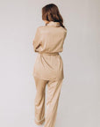 In Stock • Stylish Satin Pajamas Set BEIGE • Style MOON