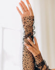 Wedding gloves made of soft fine mesh with polka dots for weddings, parties, events, photo shoot or achieving an evening look at a Gatsby Party