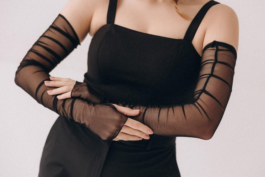 Black Gloves from elastic stretch mesh for weddings, parties, events, Gatsby party