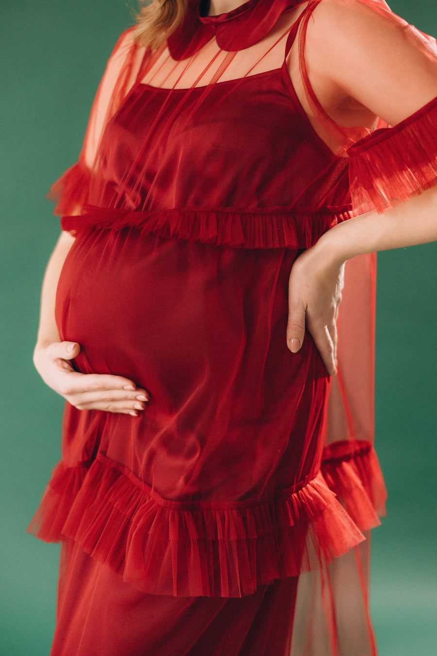 MATERNITY DRESS FOR Baby shower RED • STYLE MONICA