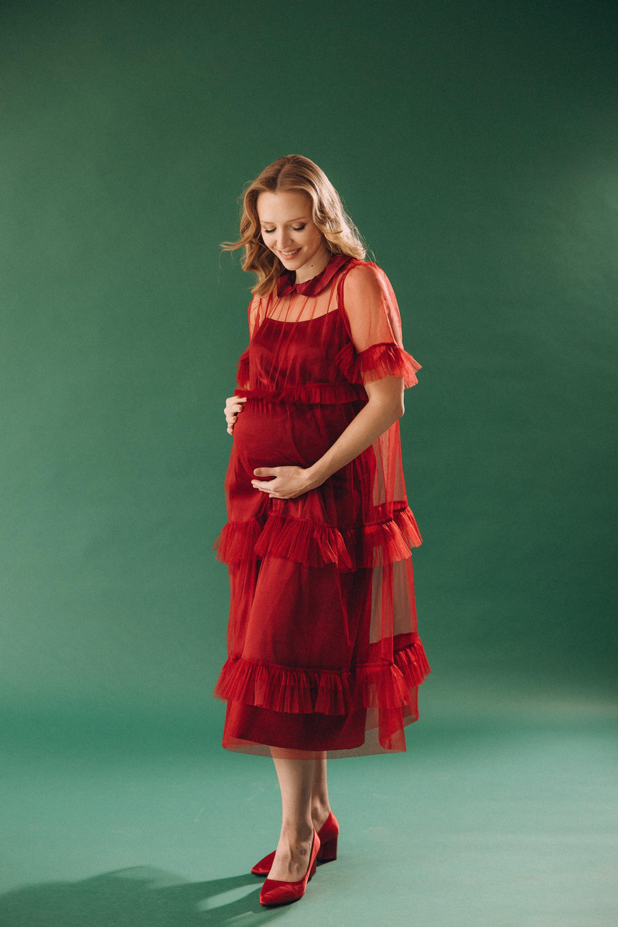 In Stock • MATERNITY DRESS FOR Baby shower RED • STYLE MONICA