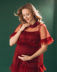 In Stock • MATERNITY DRESS FOR Baby shower RED • STYLE MONICA