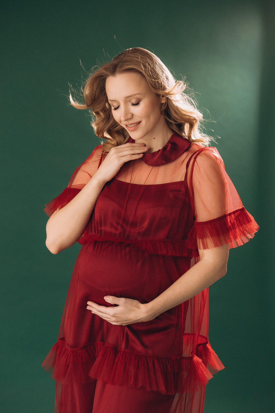 In Stock • MATERNITY DRESS FOR Baby shower RED • STYLE MONICA