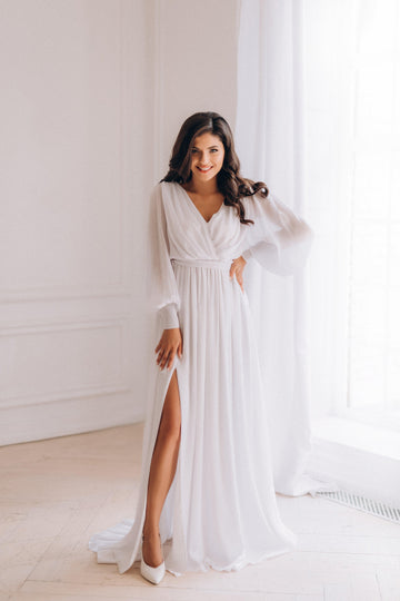 Unique Bohemian Wedding Dress With Long Sleeves  •  Style ADELLE