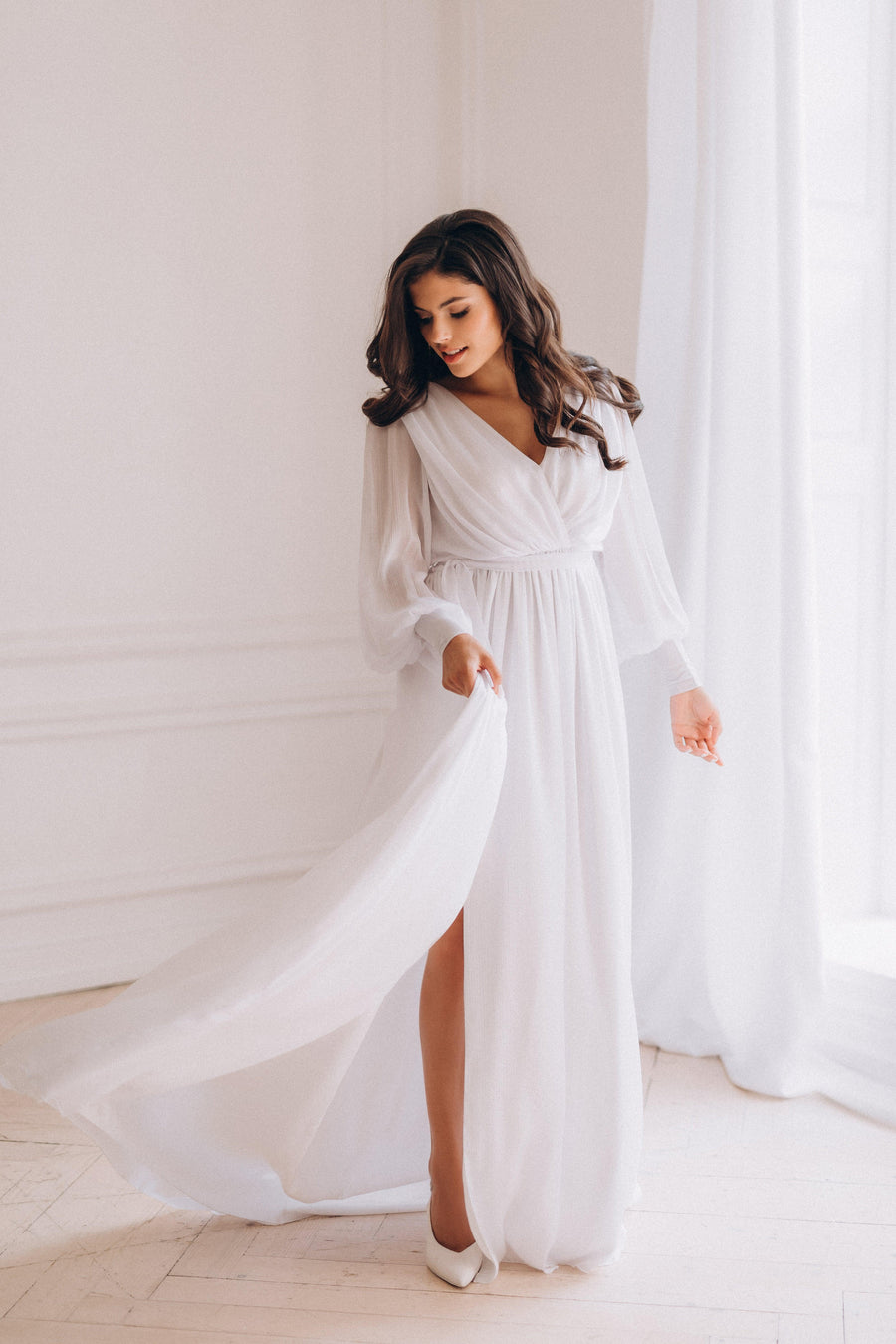 Unique Bohemian Wedding Dress With Long Sleeves  •  Style ADELLE