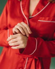 In Stock • Stylish Satin Pajamas Set RED • Style MOON