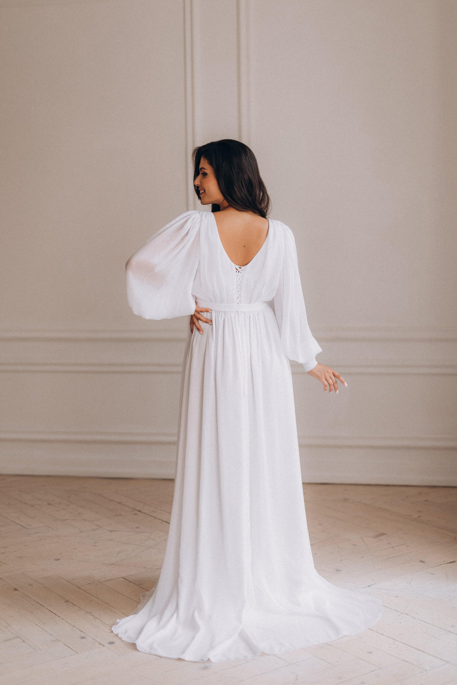 Unique Bohemian Wedding Dress With Long Sleeves  •  Style ADELLE