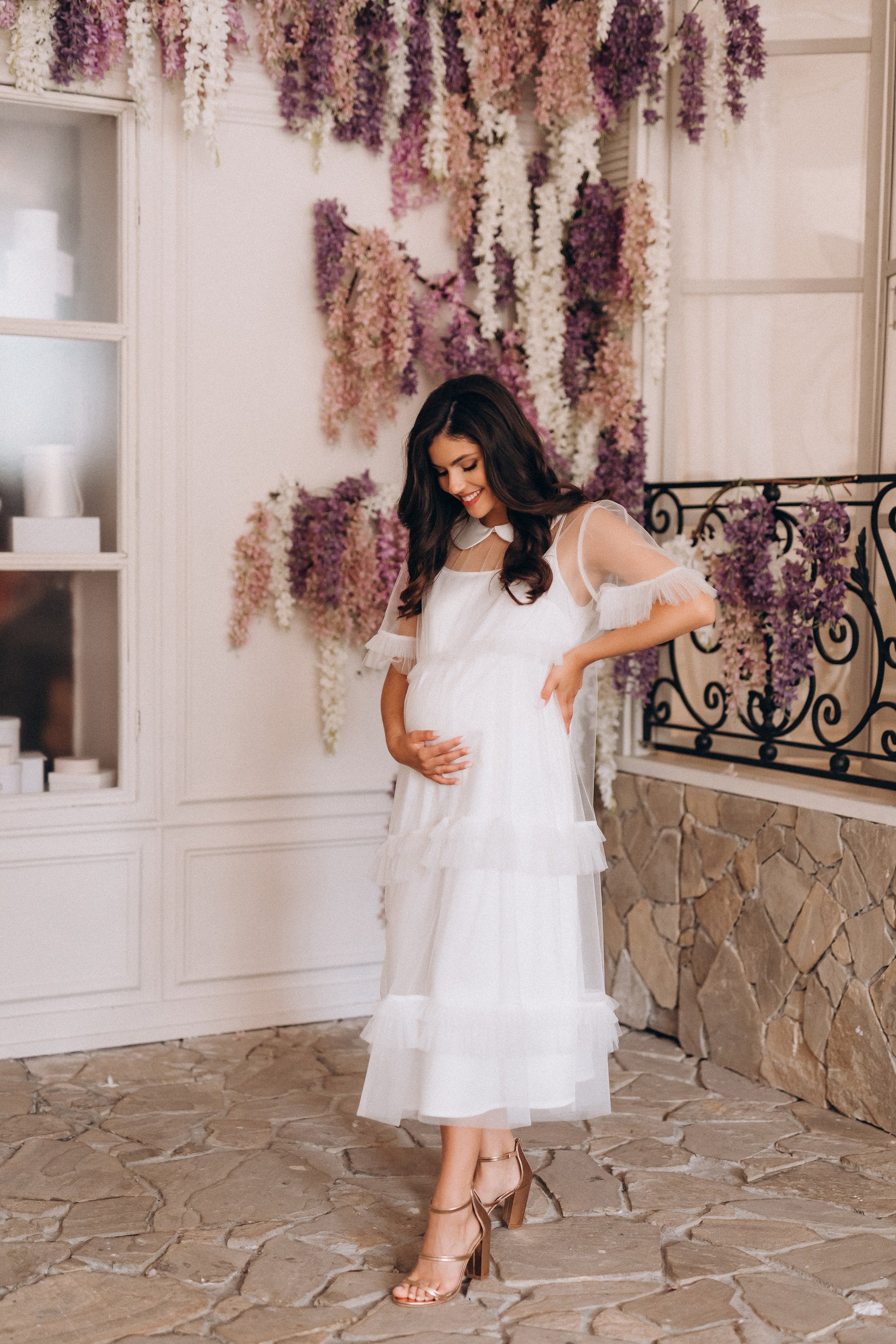 White maternity baby shower dress – IRIS DRESS