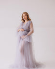 In Stock • Tulle Puffy Maternity Dress With Train • Style PAULA