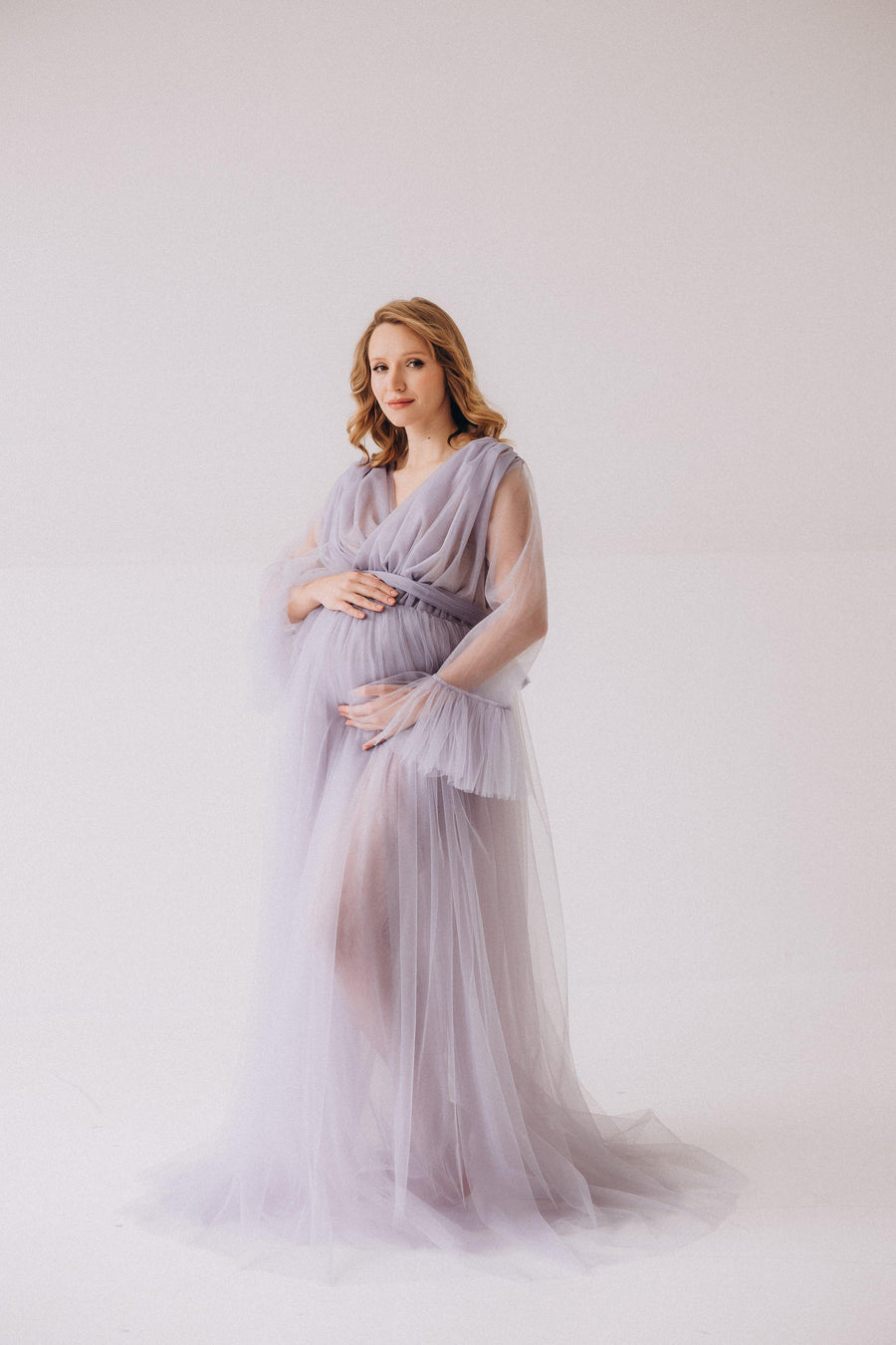 In Stock • Tulle Puffy Maternity Dress With Train • Style PAULA