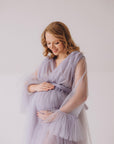 In Stock • Tulle Puffy Maternity Dress With Train • Style PAULA