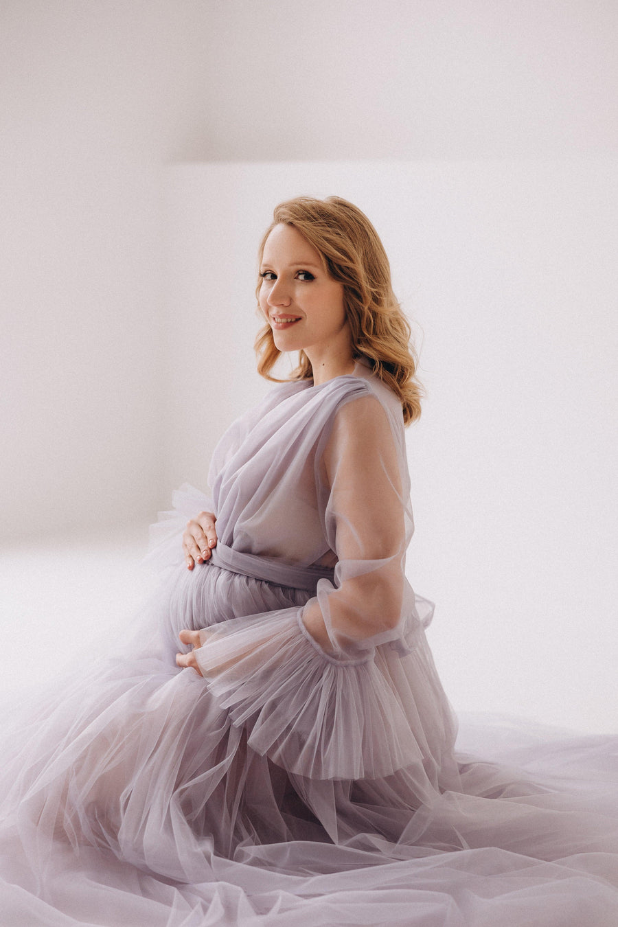 In Stock • Tulle Puffy Maternity Dress With Train • Style PAULA