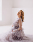 In Stock • Tulle Puffy Maternity Dress With Train • Style PAULA