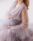 In Stock • Tulle Puffy Maternity Dress With Train • Style PAULA