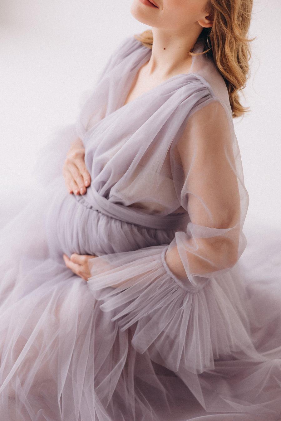 In Stock • Tulle Puffy Maternity Dress With Train • Style PAULA