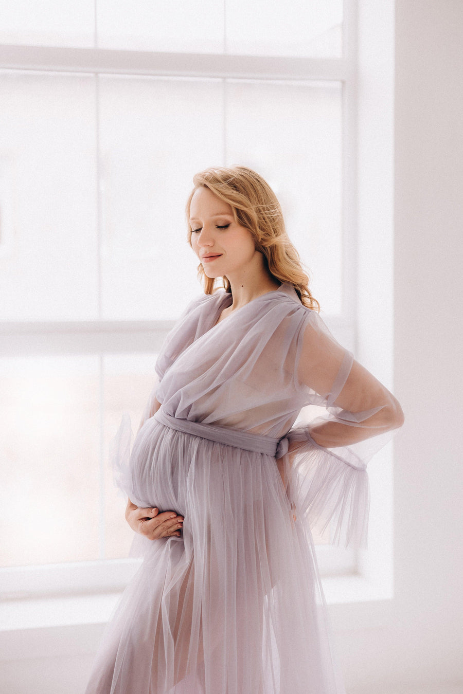 In Stock • Tulle Puffy Maternity Dress With Train • Style PAULA