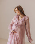 Elegant Silk Chiffon Maternity Dress with Ruffles -  “Emily”